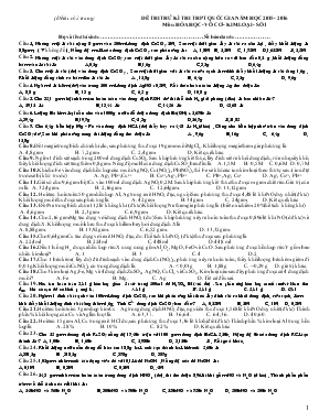Đề thi thử kì thi THPT quốc gia năm học 2015 - 2016 môn Hóa học - Vô cơ - Kim loại - Số 1